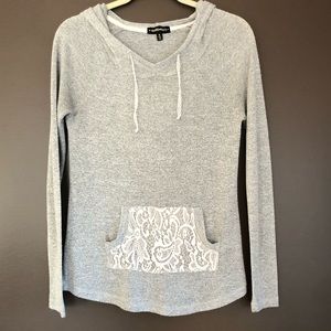 Lightweight Hoodie with Lace Accents